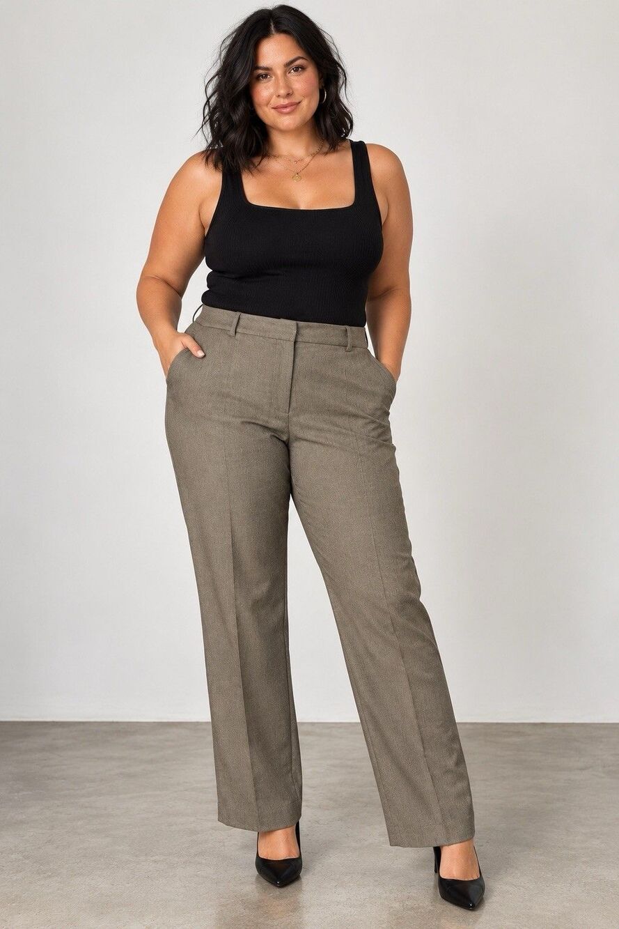 NWT Worthington Curvy Fit Black Tan Trousers Career Pants Sz 18 40x35 Tailored